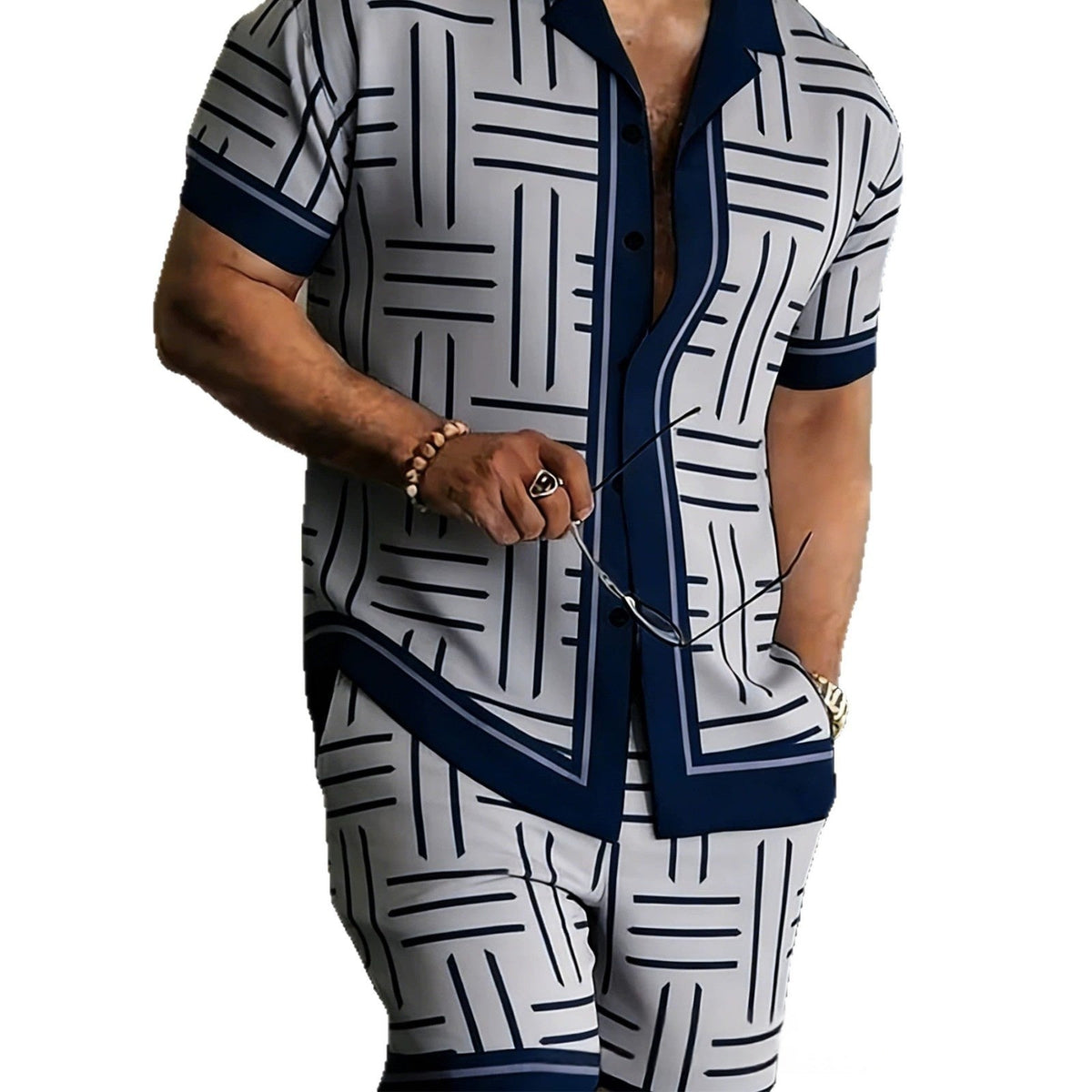 Short-sleeve Shirt And Beach Pants Casual Set