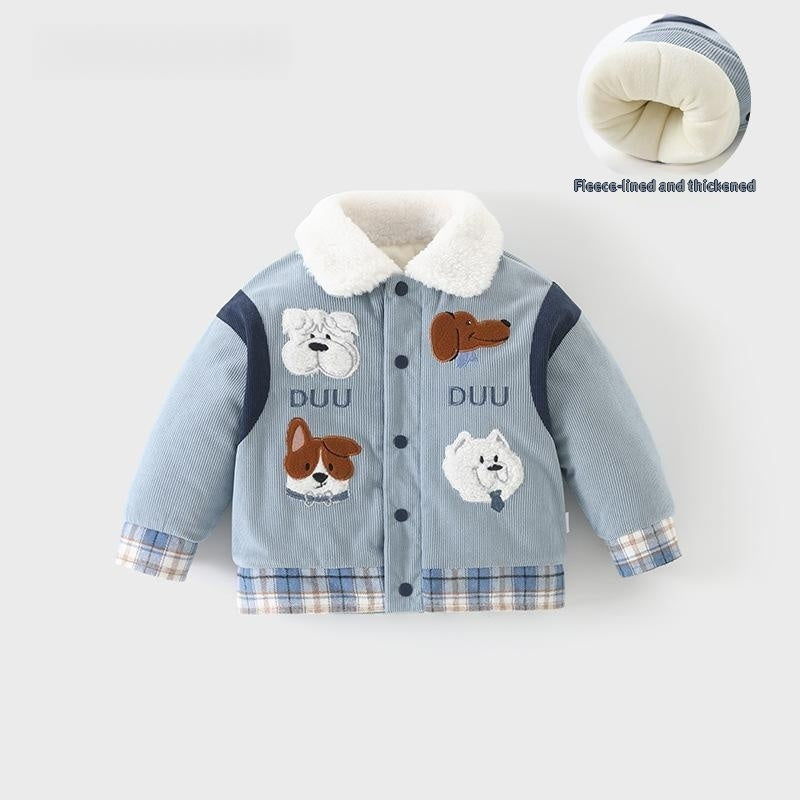 Thick Fleece Lined Baby Coat Animal Print