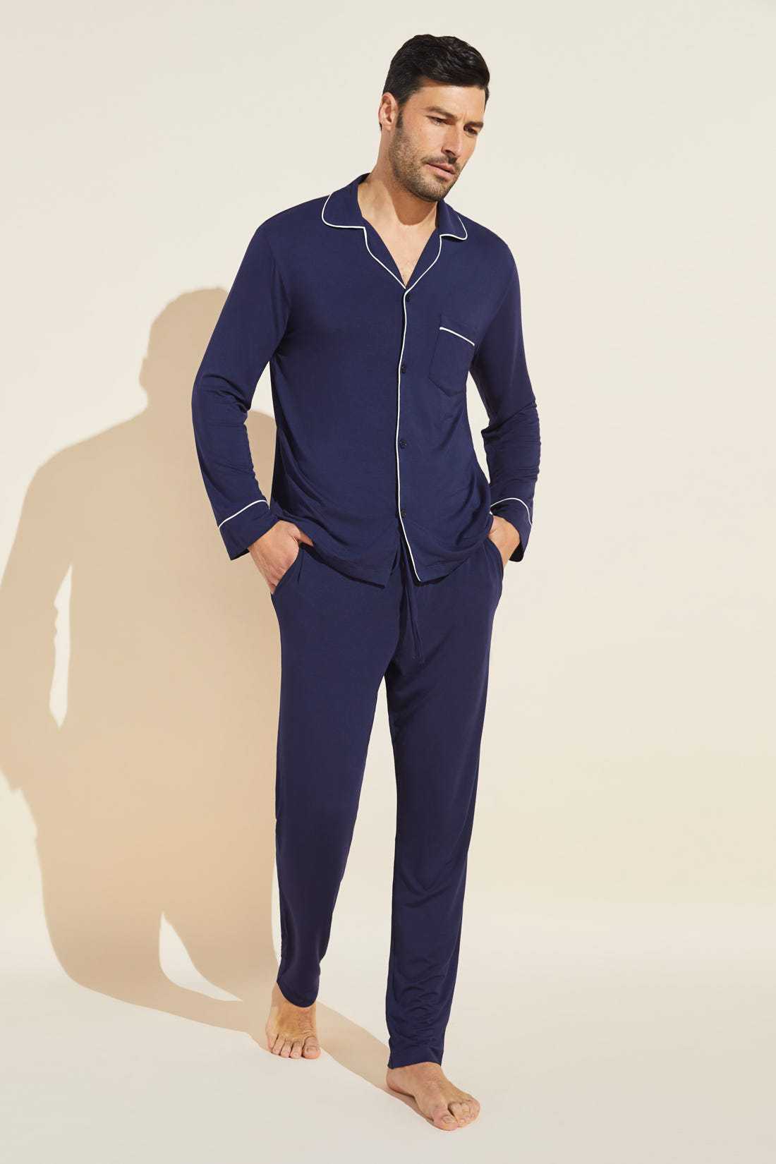 Men's French-style Long-sleeve Top And Pants Set