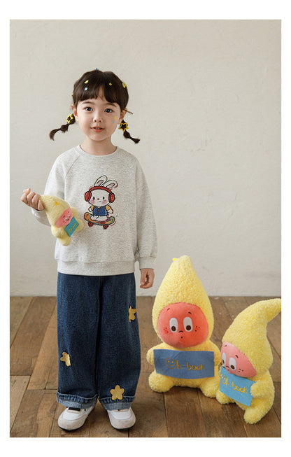 Girls' Embroidered Wide-leg Denim Pantswrinkle-resistant
