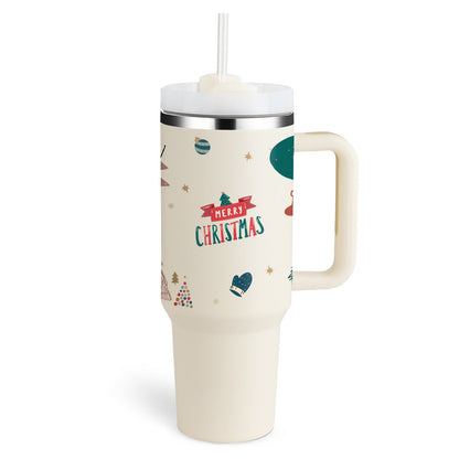 40 Oz Insulated Tumbler with Handle and Straw