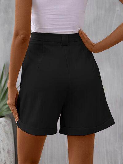 Perfee Pocketed Mid-Rise Waist Shorts for Women Fashion