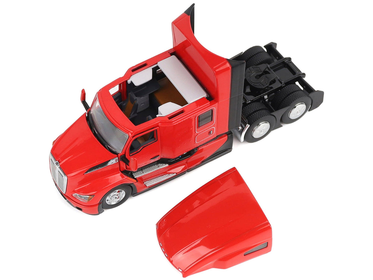 Kenworth T680 76" High Roof Sleeper Cab Truck Tractor Viper Red "Transport Series" 1/50 Diecast Model by Diecast Masters