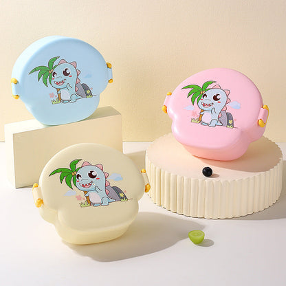 Cartoon cute microwaveable portable lunch box with buckle compartments