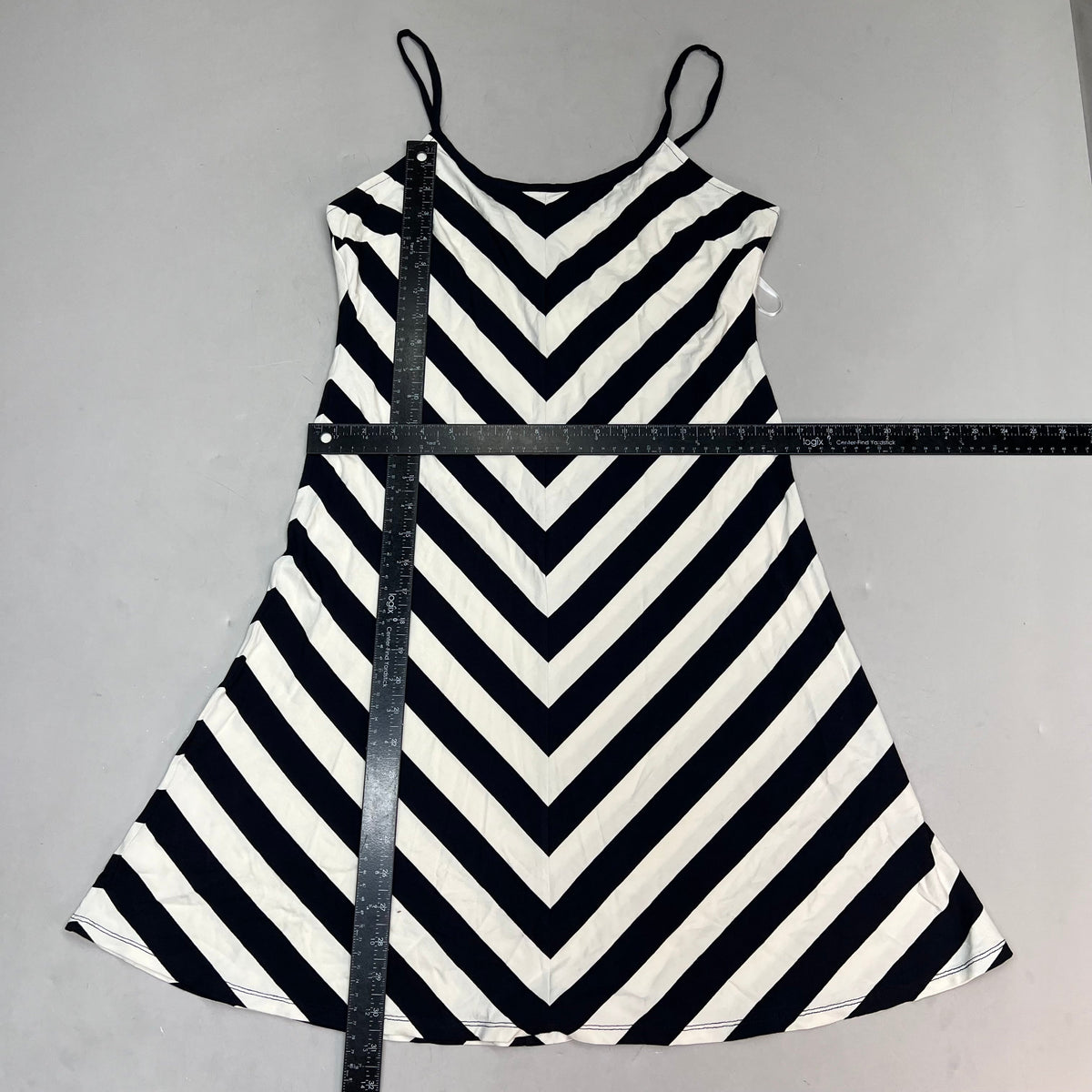 ANNE TAYLOR Knee Length Soft Tank Dress  Women's Sz M Navy Blue/White 17787512