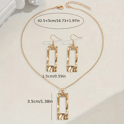 Elegant And Unique Brass Jewelry Set With Zircon Earrings And Necklace