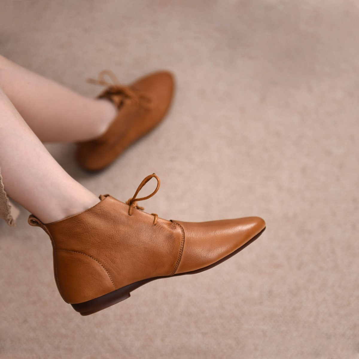 Comfortable Soft Leather Versatile Flat Booties