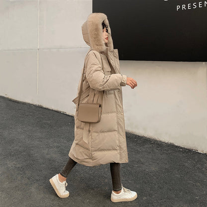 Large fur collar down jacket women