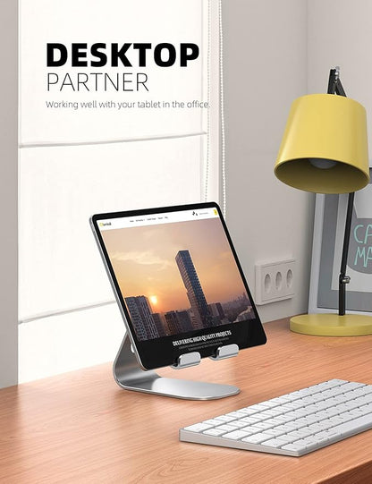 Lamicall Tablet Stand, Adjustable Tablet Holder - Desktop Stand Dock Holder Compatible with 4-13" Tablets Such as iPad Pro 11, 9.7, 10.5, 12.9 Air Mini 4 3 2, Kindle, Nexus, Tab, Silver