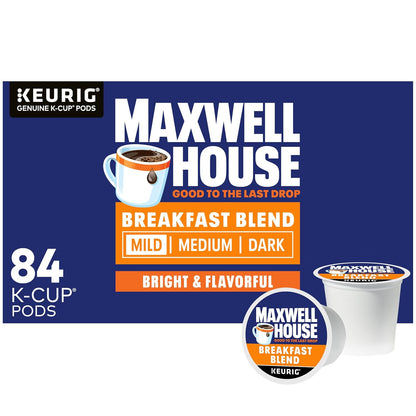 Maxwell House Breakfast Blend Mild Roast K-Cup Coffee Pods, 84 ct Box
