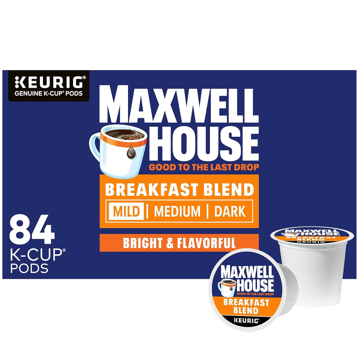 Maxwell House Breakfast Blend Mild Roast K-Cup Coffee Pods, 84 ct Box