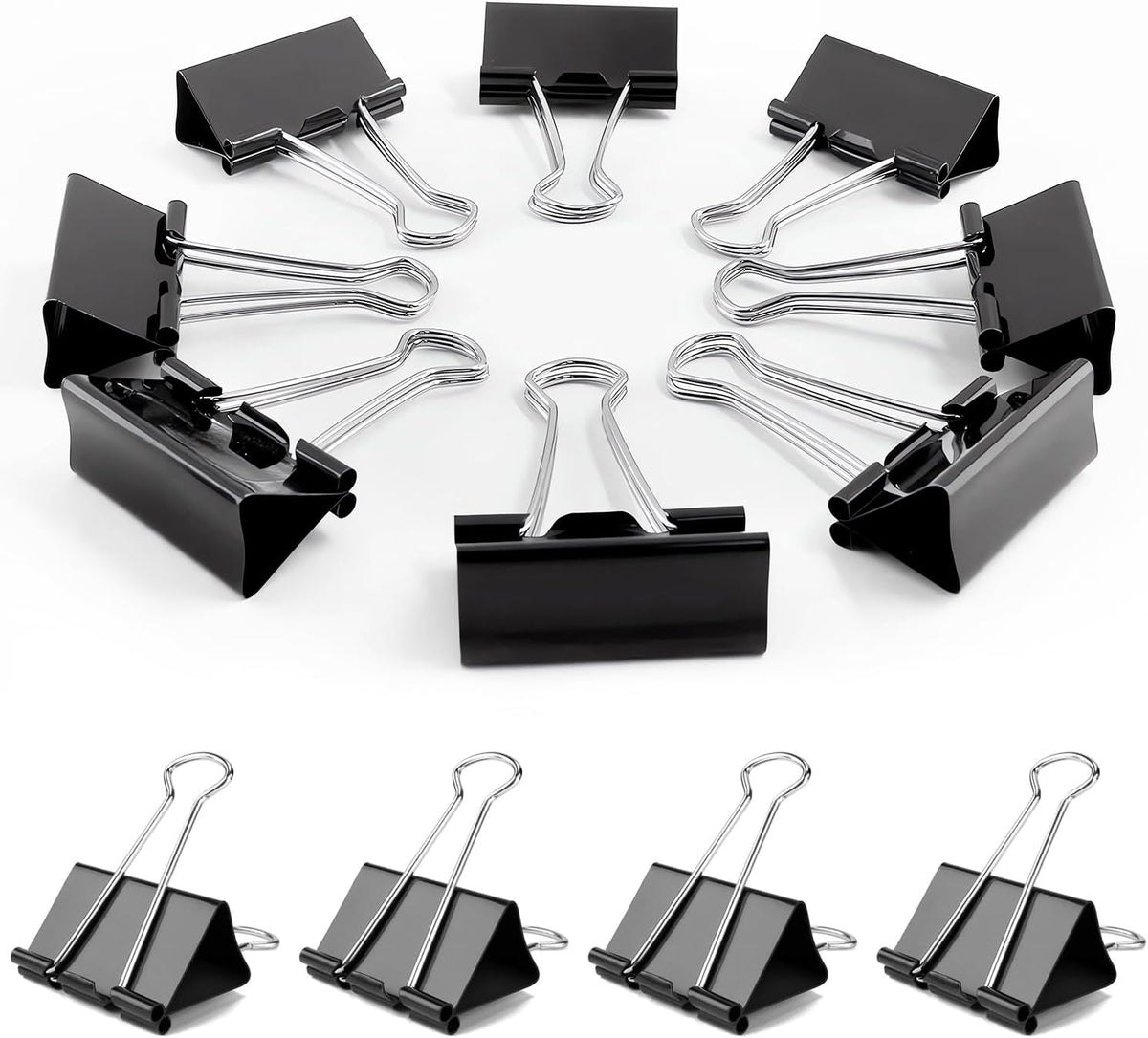 72 Pack, Medium Binder Clips, 1inch, Black Paper Binder Clips, Medium Paper Clips, Office Clips, with Storage Container for Office, Home, School