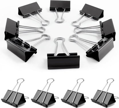 72 Pack, Medium Binder Clips, 1inch, Black Paper Binder Clips, Medium Paper Clips, Office Clips, with Storage Container for Office, Home, School