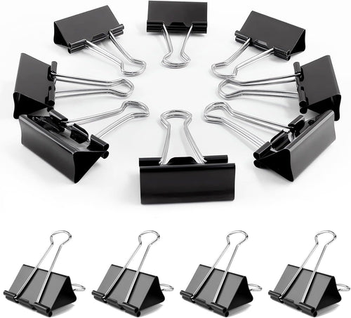 72 Pack, Medium Binder Clips, 1inch, Black Paper Binder Clips, Medium Paper Clips, Office Clips, with Storage Container for Office, Home, School
