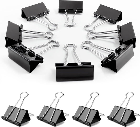 72 Pack, Medium Binder Clips, 1inch, Black Paper Binder Clips, Medium Paper Clips, Office Clips, with Storage Container for Office, Home, School