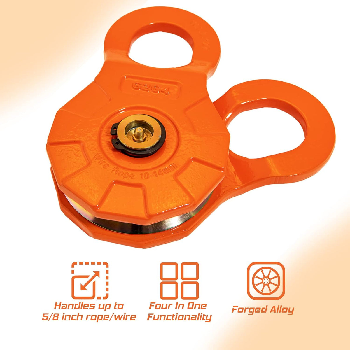 G2G4 12 Ton Snatch Block Pulley For Synthetic up to 5/8" Rope, Steel Cable, Winch