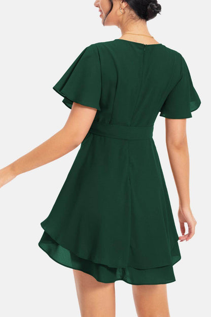 Surplice Neck Flutter Sleeve Dress for Chic Summer Style