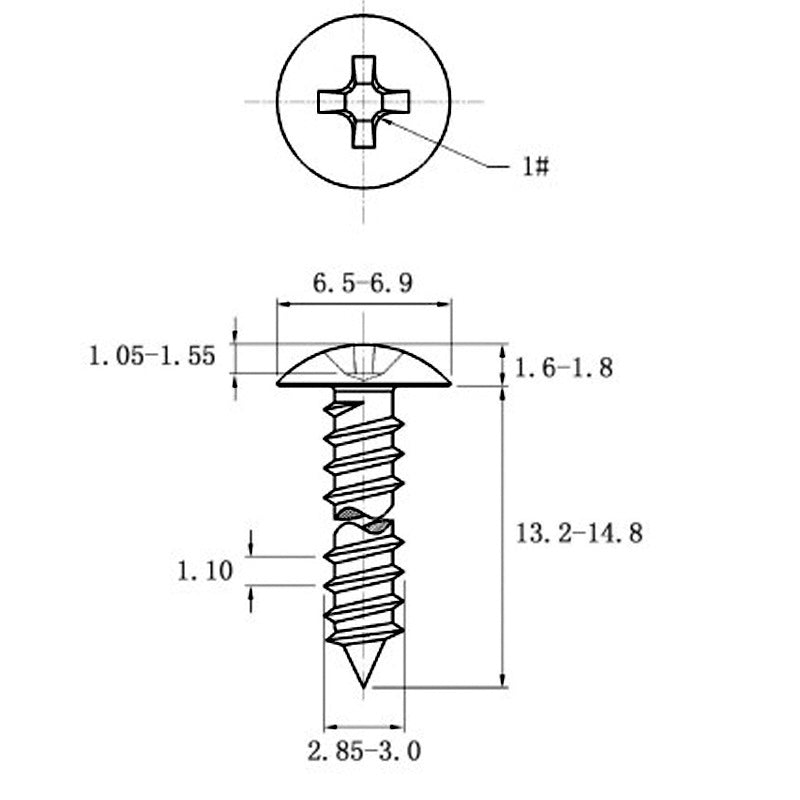 Stainless Steel Cross Big Head Self-tapping Screw Mushroom-shaped Haircut Round Head