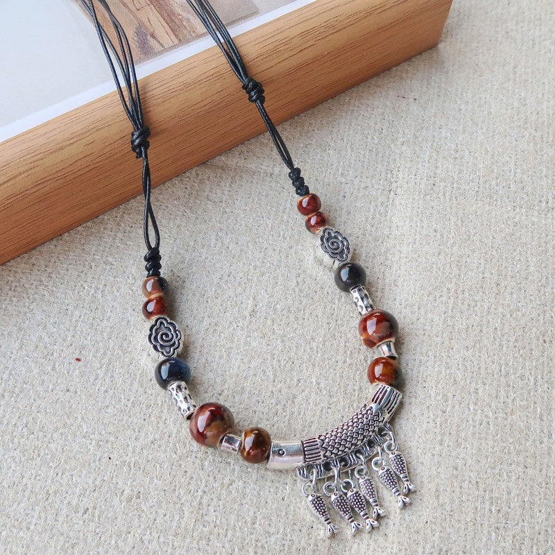 Vintage Ethnic-Style Ceramic Necklace For Women