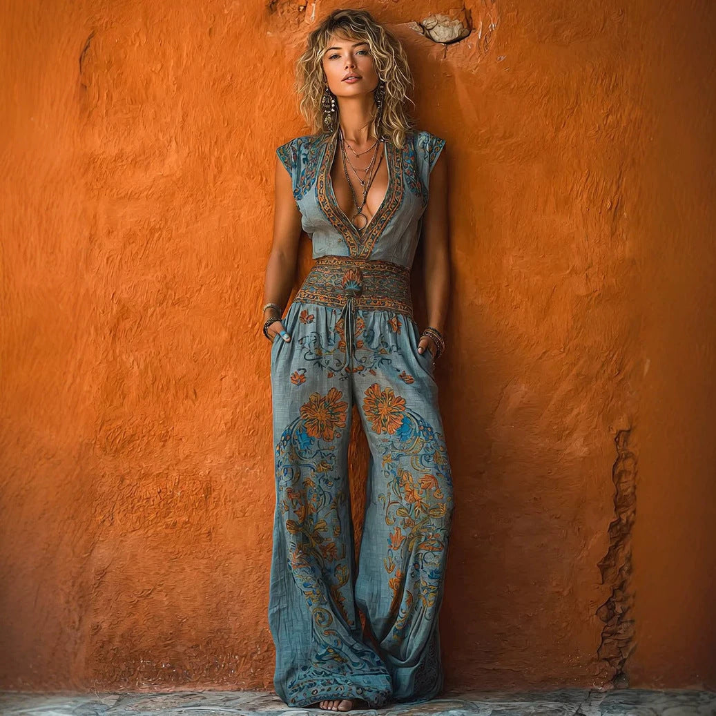 Fashionable Printed Casual Womens Jumpsuit