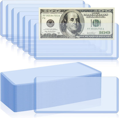 20 Pack Dollar Bill Sleeves - 6.8" X 2.9" Clear Currency Sleeves, Hard Plastic Waterproof Money Holders, Dollar Bill Display Case, Currency Protectors, Organizer for Collectors