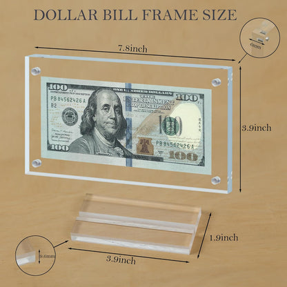 Dollar Bill Frame Display Acrylic Dollar Bill Holder for Collectors Currency Frame Display Case