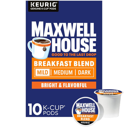 Maxwell House Breakfast Blend Mild Roast K-Cup Coffee Pods, 10 ct Box