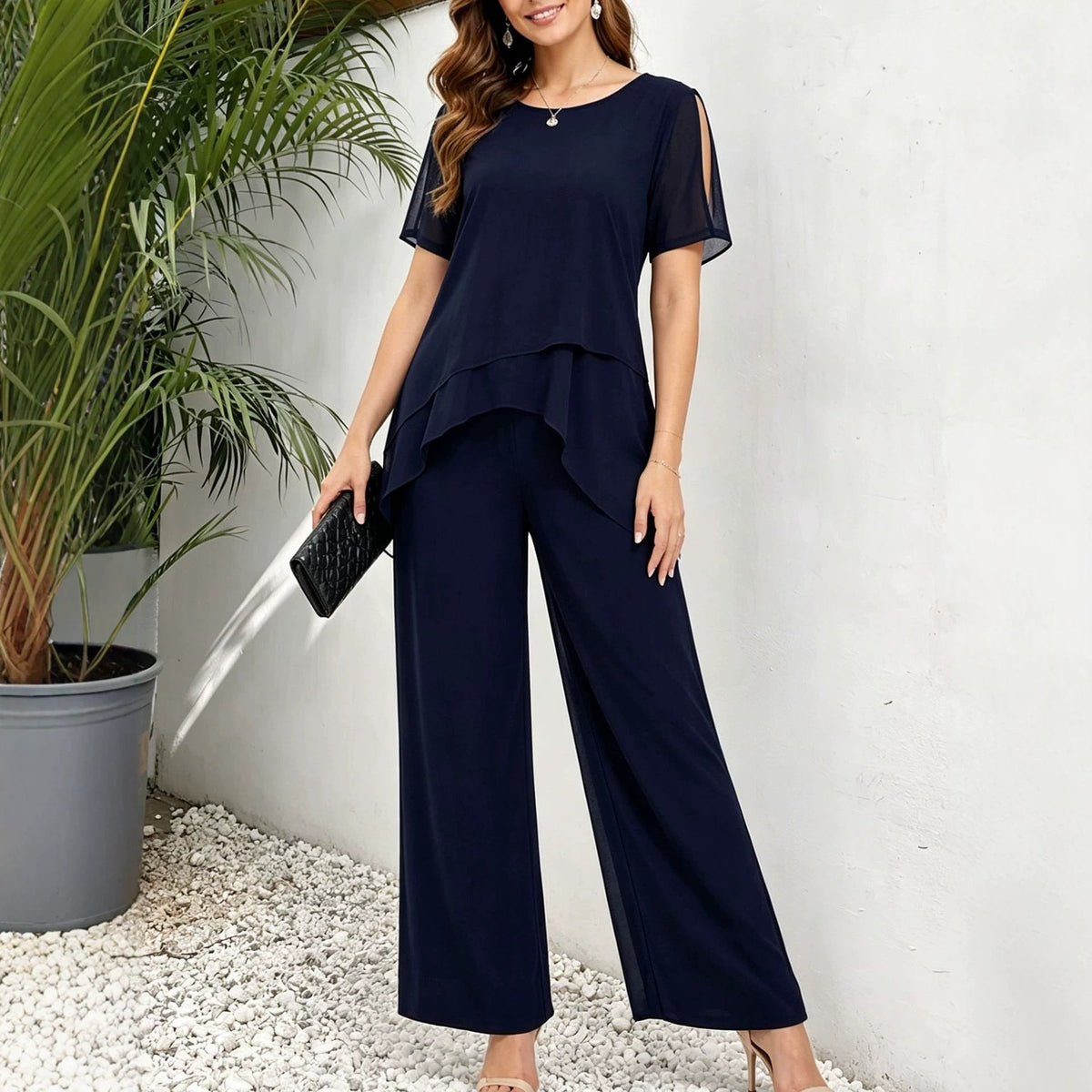 Women's Chiffon Patchwork Irregular Set
