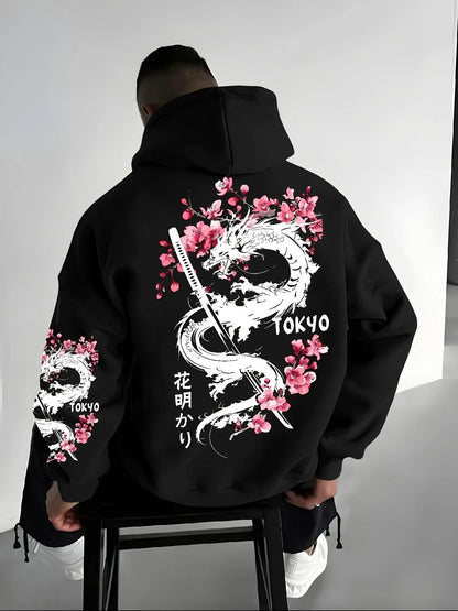 Fashionable Printed Hooded Casual Mens Sweatshirt