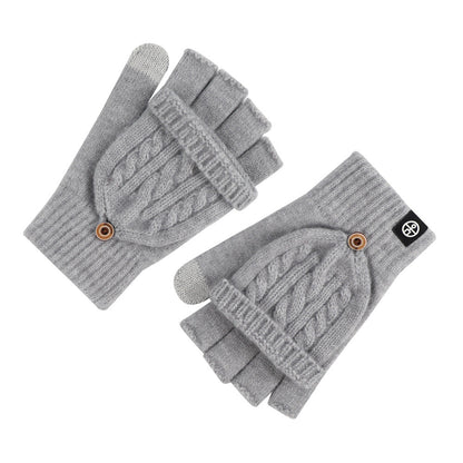 Flip-up Dual-use Half-finger Gloves For Womencold-proof And Warm-keeping