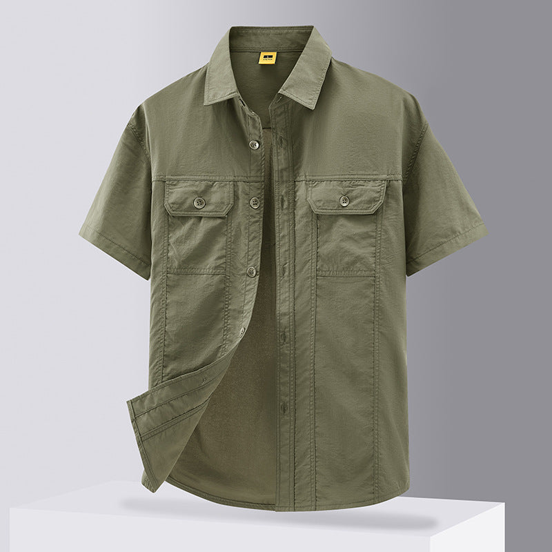 Casual Solid Color Workwear Shirt Men