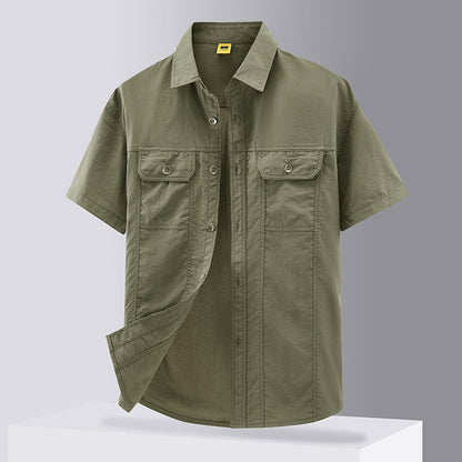 Casual Solid Color Workwear Shirt Men