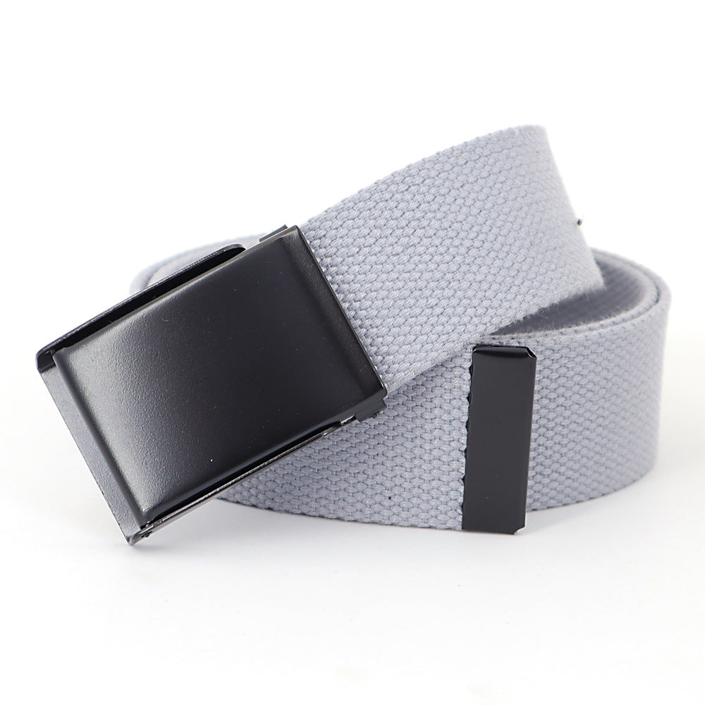 Men's Casual Canvas And Denim Belt With Buckle Closure
