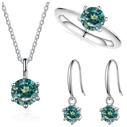 3-Carat Sterling Silver Moissanite Jewelry Set