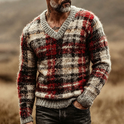 Retro Plaid Sporty-Casual Knitted Sweater For Men