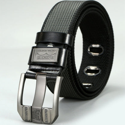 Pin Buckle Canvas Belt Cargo Pants Casual Retro Decorative Belt Fashion Men
