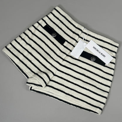 VERONICA BEARD Women's Gershwin Short Sz-2 Ivory/Black 2406TW7480258