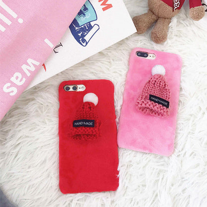 Compatible with Apple, Compatible with Apple , New plush hats iPhone7/8plus Christmas mobile phone