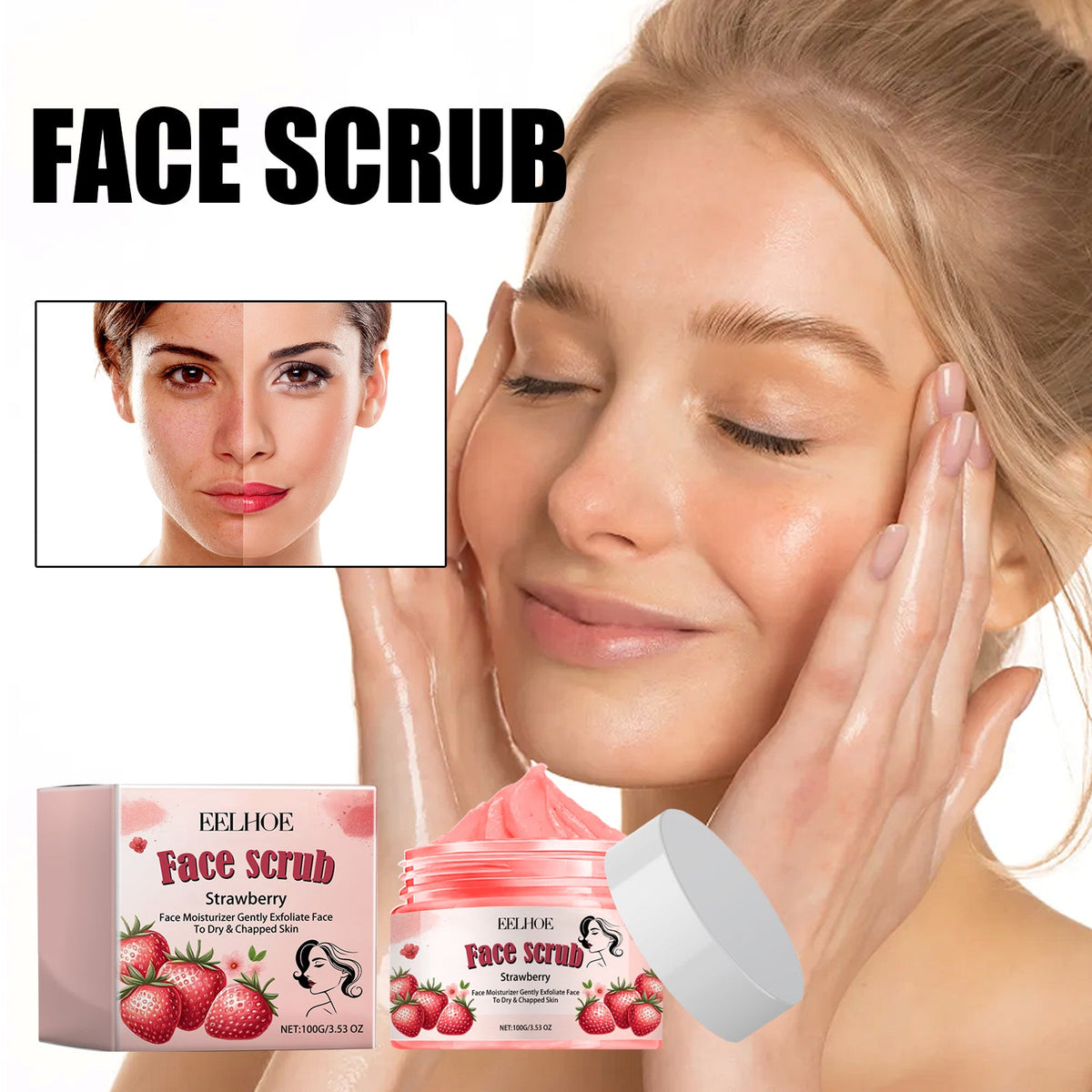 Face Scrub, Soften Cutin Supple Skin Moist Water Embellish Burnish