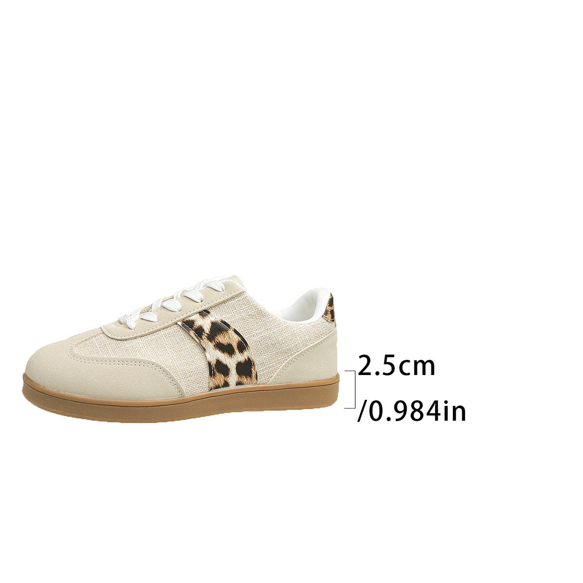 Round Toe Lace-up Vintage Leopard Print German Training Shoes