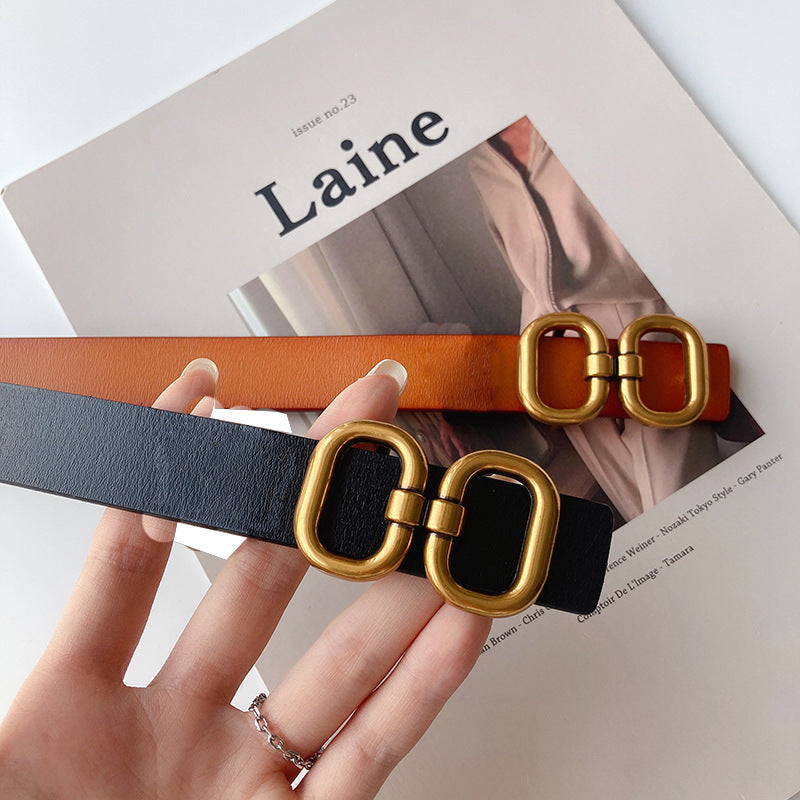 Women's Jeans Versatile Cowhide Belt