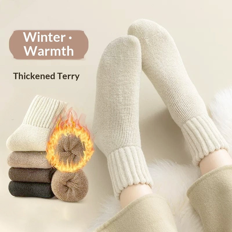 Womens Mid-calf Terry Socks For Fall And Winter