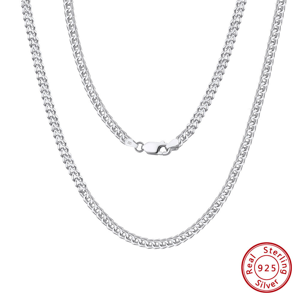S925 Sterling Silver Franco Chain Necklace Without Pendants