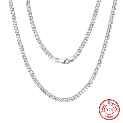 S925 Sterling Silver Franco Chain Necklace Without Pendants