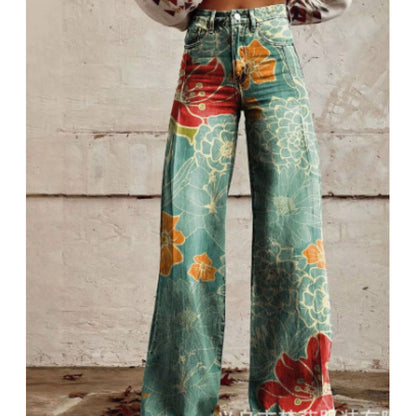 Women's Thin Faux Denim Straight-leg Pants