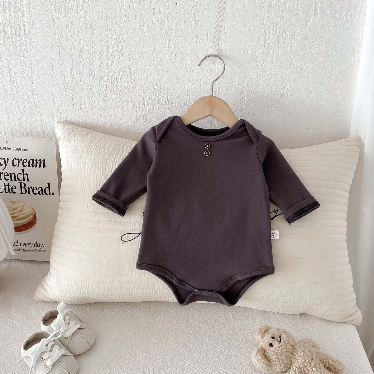 Newborn Clothes Baby Spring And Autumn Solid Color Long Sleeve Butt Wrap Clothes