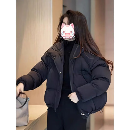 Winter Korean-style Cropped Hooded Cotton Jacket