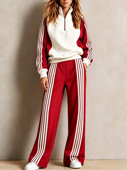Striped Leisure Sports Suit Women