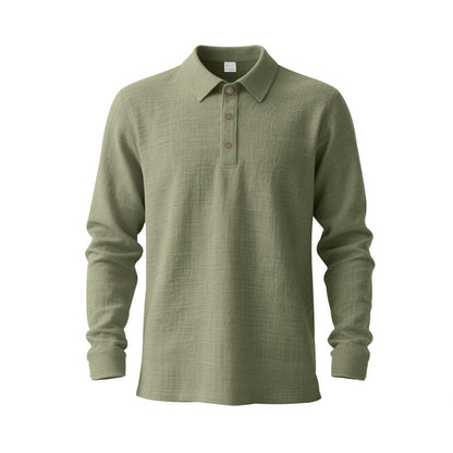 New Cross-Border Amazon Spring And Autumn Linen Polo Long-Sleeve Multi-Color Classic Quick-Dry Breathable Versatile Men's Style