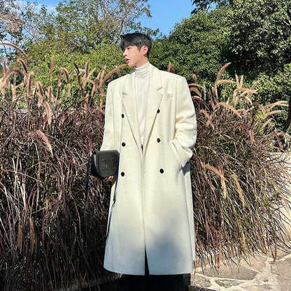 Double Breasted Temperament Woolen Coat Two Colors